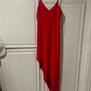 Alice + Olivia Vibrant Asymmetrical Red Dress